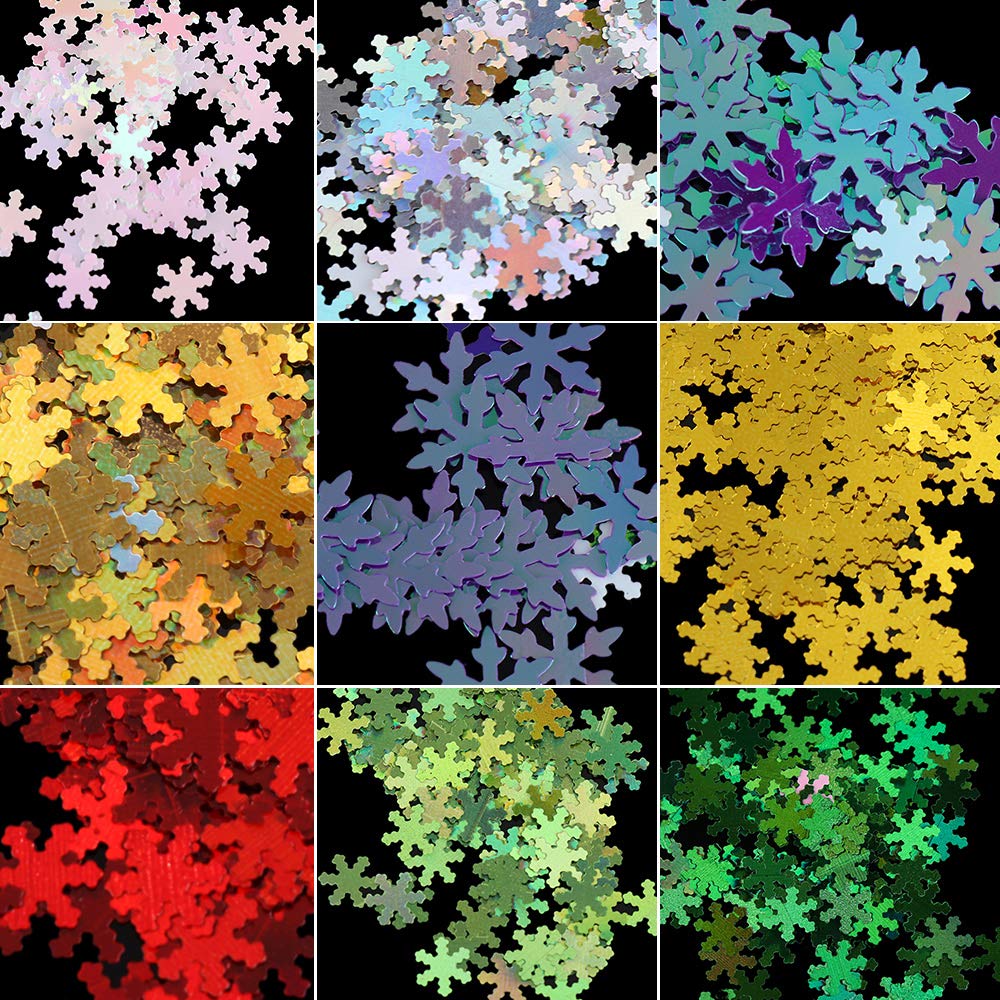 Snowflake Glitter Nail Sequins - 12 Grids 3D Colorful Christmas Holographic Nail Flakes Glitter Confetti Sticker Decals Manicure Nail Design Makeup Beauty & Personal Care Qdsuh