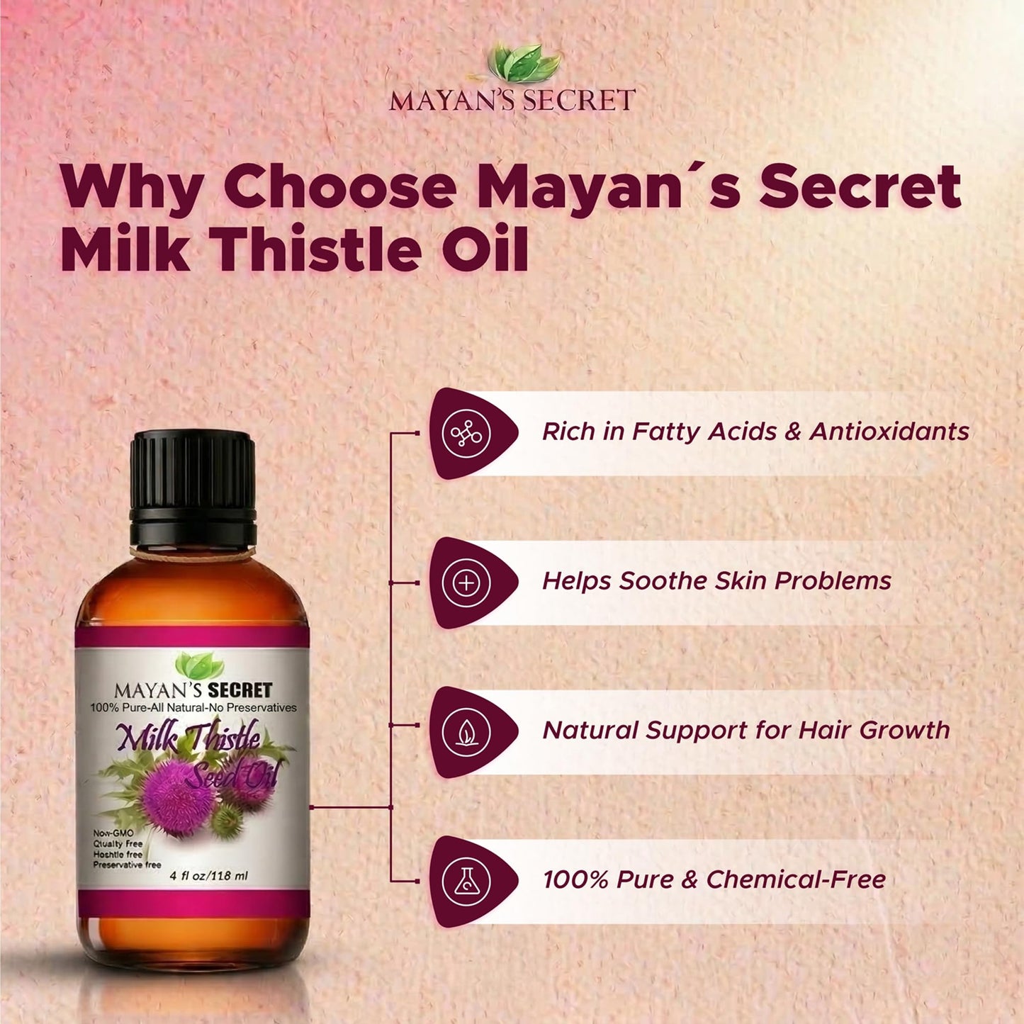 Mayan's Secret Milk Thistle Seed Oil Pure Cold Pressed Rich in Vitamin E and for Aging Skin Beauty & Personal Care Mayan's Secret
