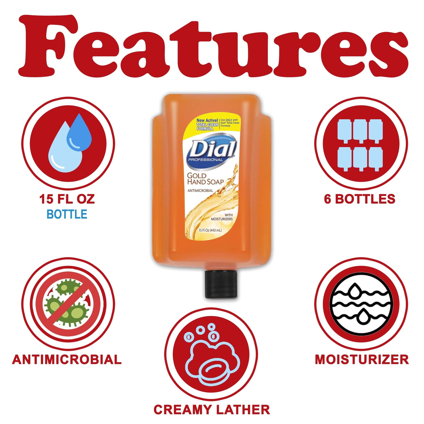 Dial Gold Liquid Hand Soap Refill, 6 Pack Bulk, Dial Professional Versa Gold Hand Wash Dispenser Refill, Moisturizes skin, Floral Scent Beauty & Personal Care Dial
