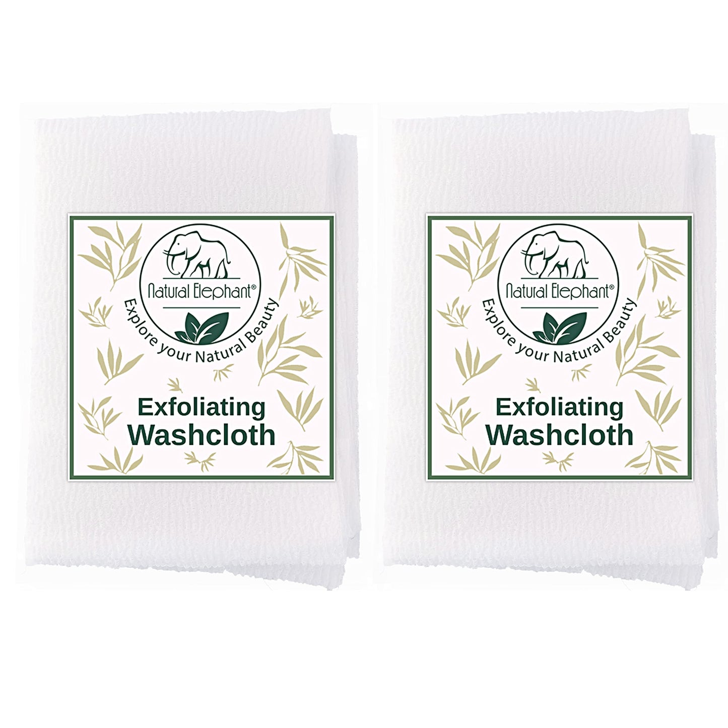 Natural Elephant Exfoliating Washcloth - Pearl White Japanese Shower Scrubber for Body - Single Washcloth for Gentle Skin Exfoliation (2 Pack (2 Beauty and Personal Care Natural Elephant