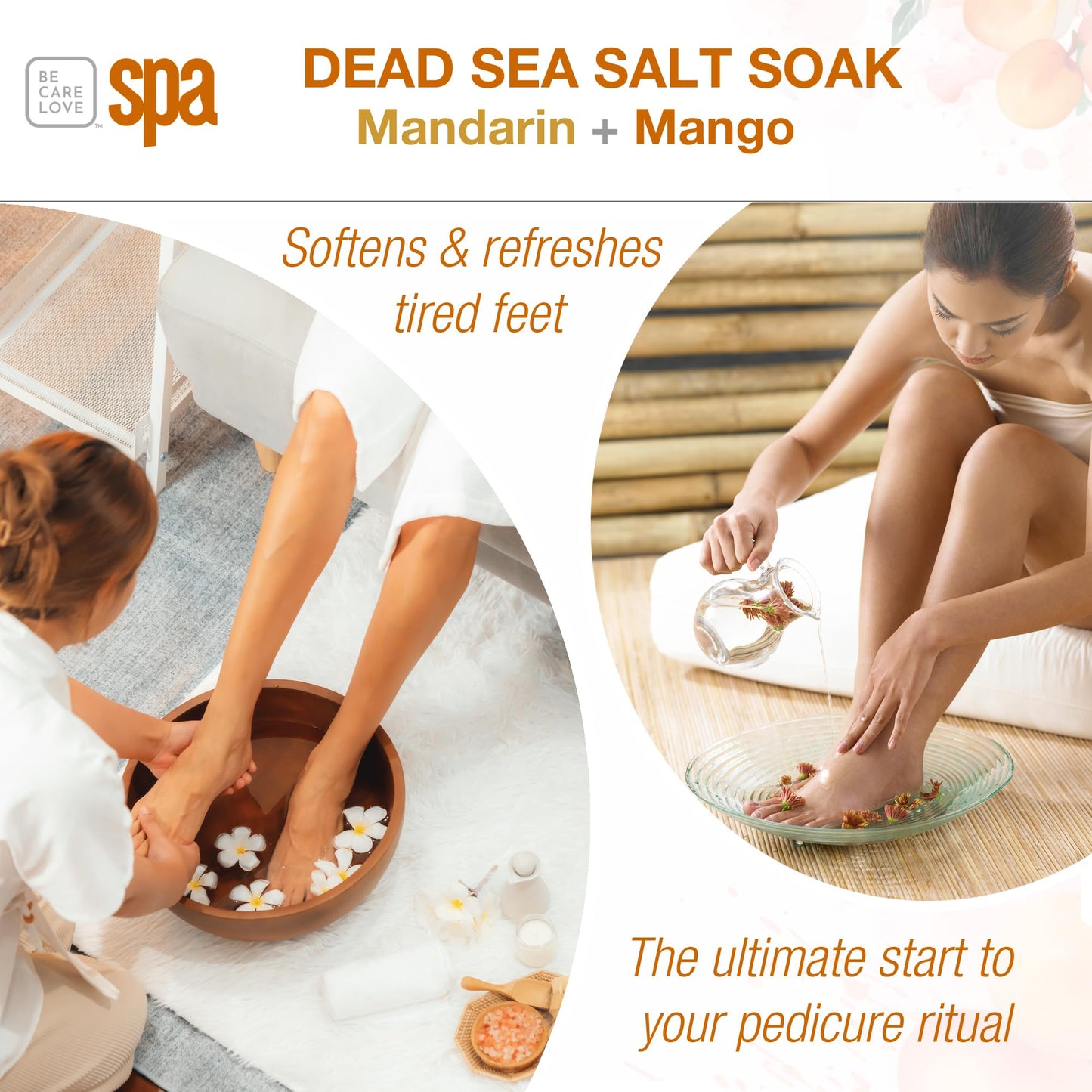 BCL Spa Mandarin Mango Dead Sea Salt Soak - Professional Age-Defying Soak for Pedicure, Manicure & Bath Salts, Softens Skin, Foot Soak Spa Self Care Beauty and Personal Care BCL SPA