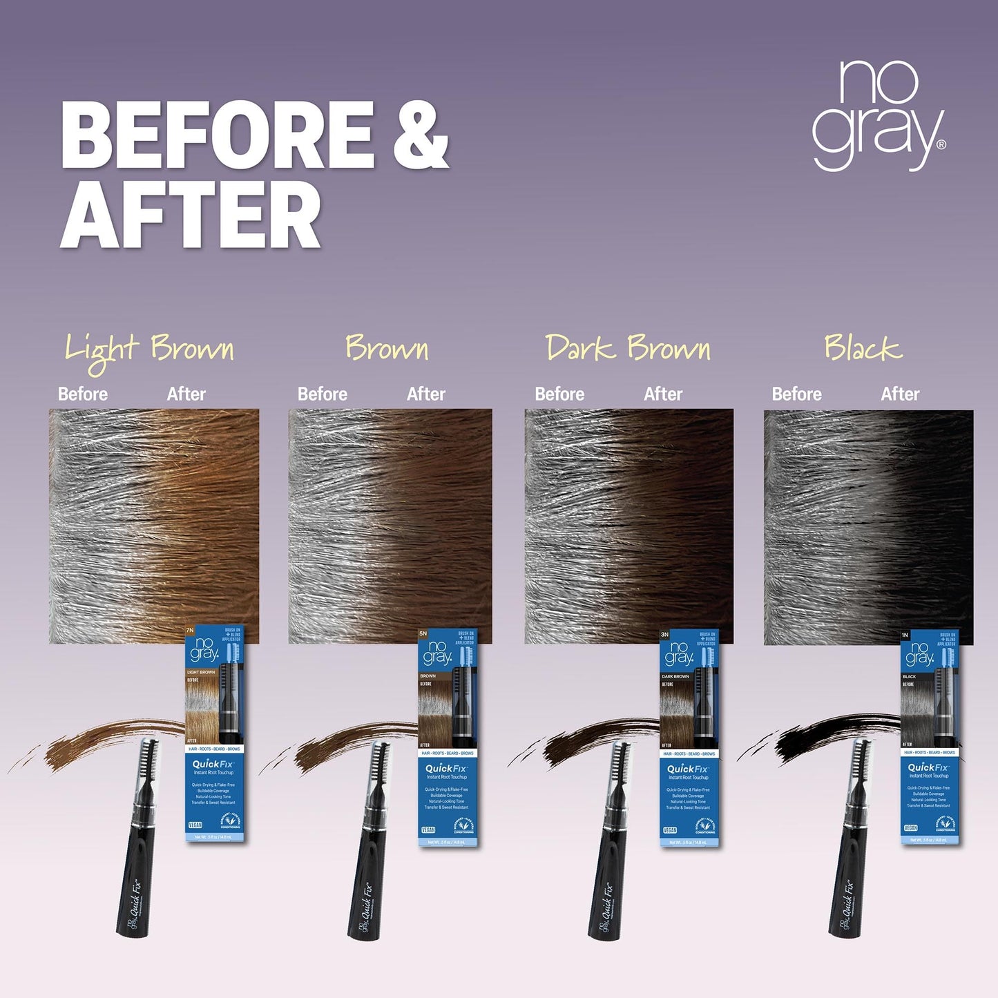 No Gray Quick Fix, 3N Dark Brown, Instantly Hide Gray, Silver & White Hair, Easy to Use Applicator, Compact & Travel Friendly, Vegan & Cruelty Free Beauty & Personal Care No Gray