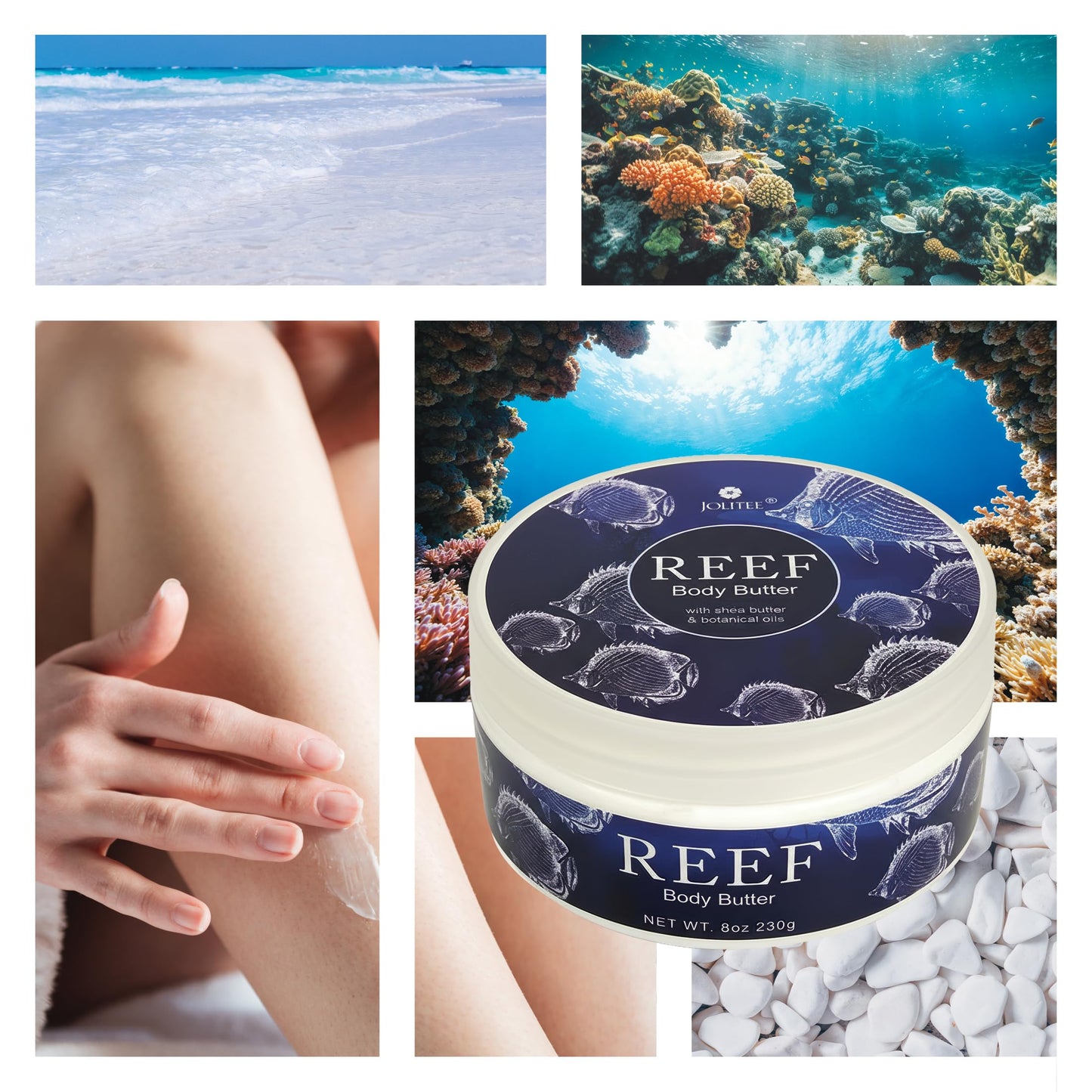Jolitee Reef Luxury Body Butter - Shea & Cocoa with Sea Kelp Extract - Hydrating Skincare, 8 oz (230 g) Beauty & Personal Care Jolitee