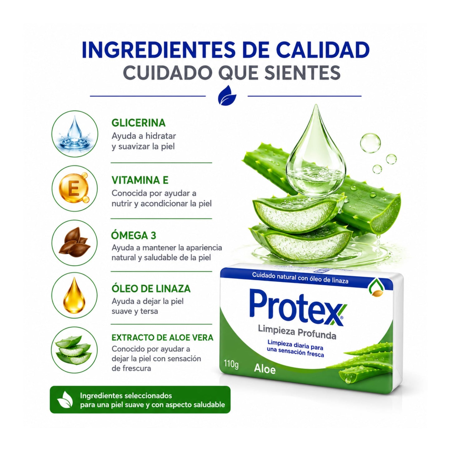 Protexx Aloe Body Soap Bars, 3 Pack, 110g Each, Daily Cleansing Bath Soap with Aloe Extract Beauty & Personal Care Generic