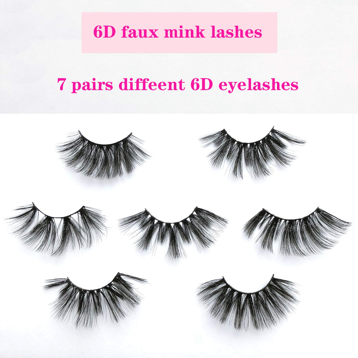 Mikiwi 25mm Faux Mink Lashes, 6D lashes, Faux Mink Eyelashes, Dramatic Lashes, 7 Pairs Fluffy Mink Lashes, 25 mm Lashes for Halloween Party Beauty & Personal Care mikiwi