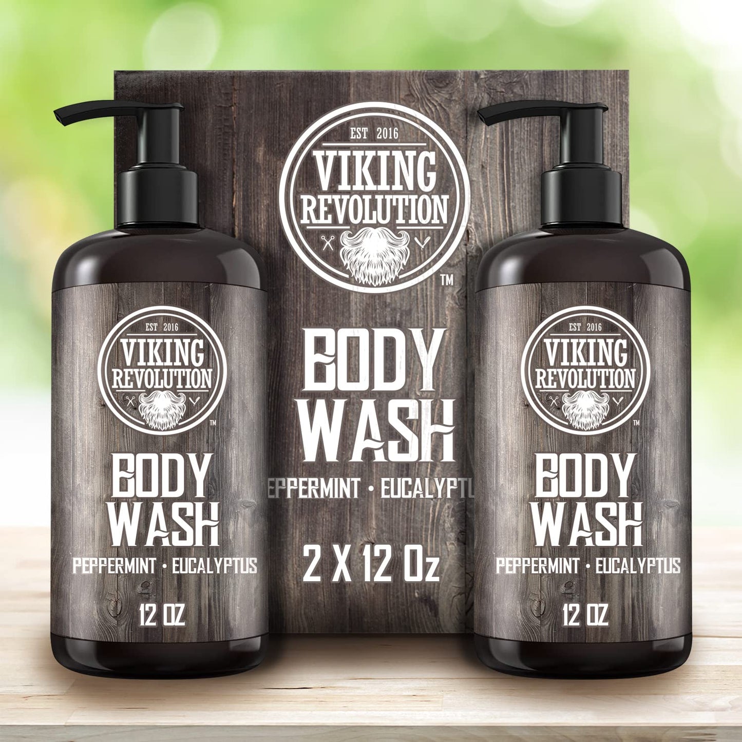 Viking Revolution Men's Body Wash - Eucalyptus Peppermint Body Wash for Men - Mens Natural Body Wash with Vitamin E and Rosemary Oil - Mens Shower Gel Beauty & Personal Care Viking Revolution