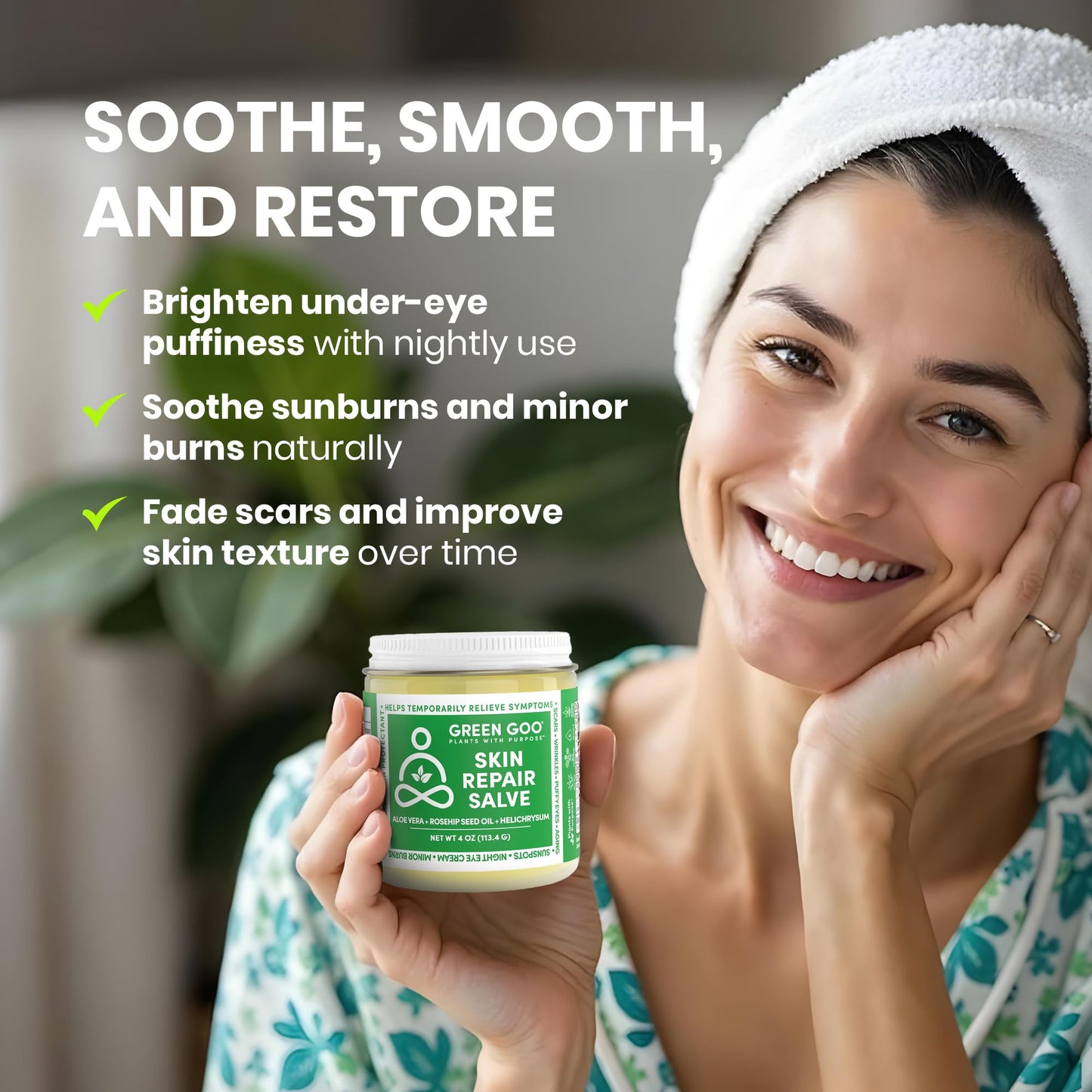 Green Goo Skin Repair Healing Salve, Natural Body & Face Moisturizer with Aloe Vera, Improves Skin's Appearance, Great for Scarring & Wrinkles, 4 Oz Beauty & Personal Care Green Goo