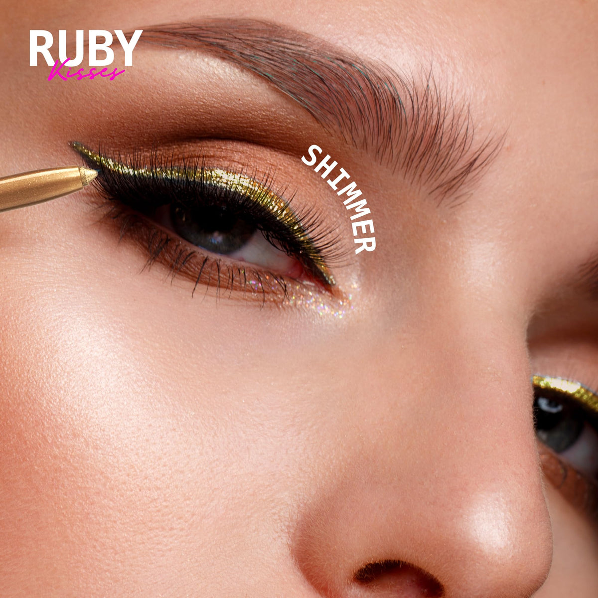 Ruby Kisses Pencil Eyeliner, Retractable Eyeliner, Waterproof, Smudge-Proof Eye Makeup, High Pigmented, 24H Long Lasting Eyepencil (Metallic Gold) Beauty & Personal Care Ruby Kisses
