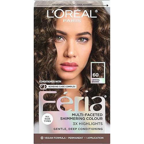 L'Oreal Paris Feria Multi-Faceted Shimmering Permanent Hair Color, 60 Crystal Brown (Light Brown), Pack of 1 Hair Dye Kit Beauty & Personal Care L'Oreal Paris