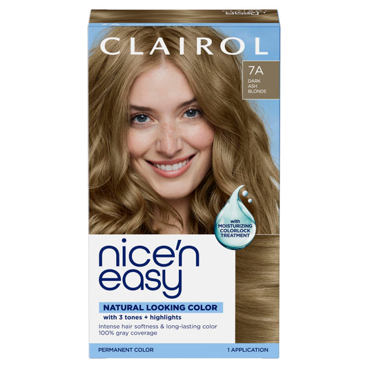 Clairol Nice'n Easy Permanent Hair Dye, 7A/7C Dark Cool Blonde | 100% Gray Coverage | Long?Lasting, Natural?Looking Color & Shine | Pack of 1 Beauty & Personal Care Clairol