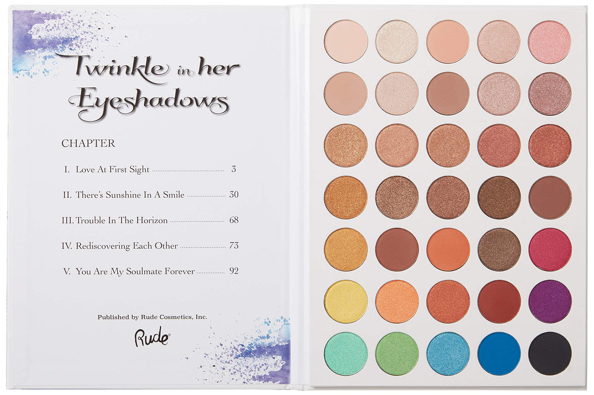 Rude Cosmetics Twinkle In Her 35 Eyeshadows Palette - Book 1 for Women - 1.34 oz Eye Shadow Beauty & Personal Care RUDE