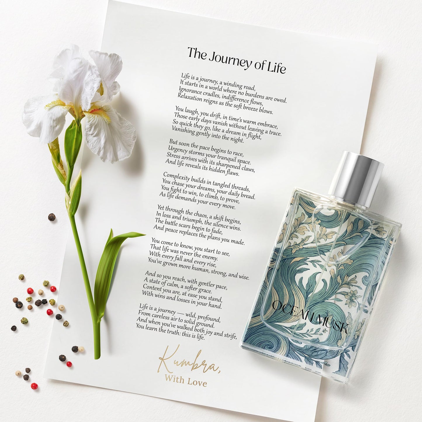 Kumbra With Love Ocean Musk Eau de Parfum 100ML - Musky Perfume for Unisex - Long-Lasting Scent with Iris, Pepper, Musk & Sea Salt - Vegan Beauty & Personal Care Kumbra With Love