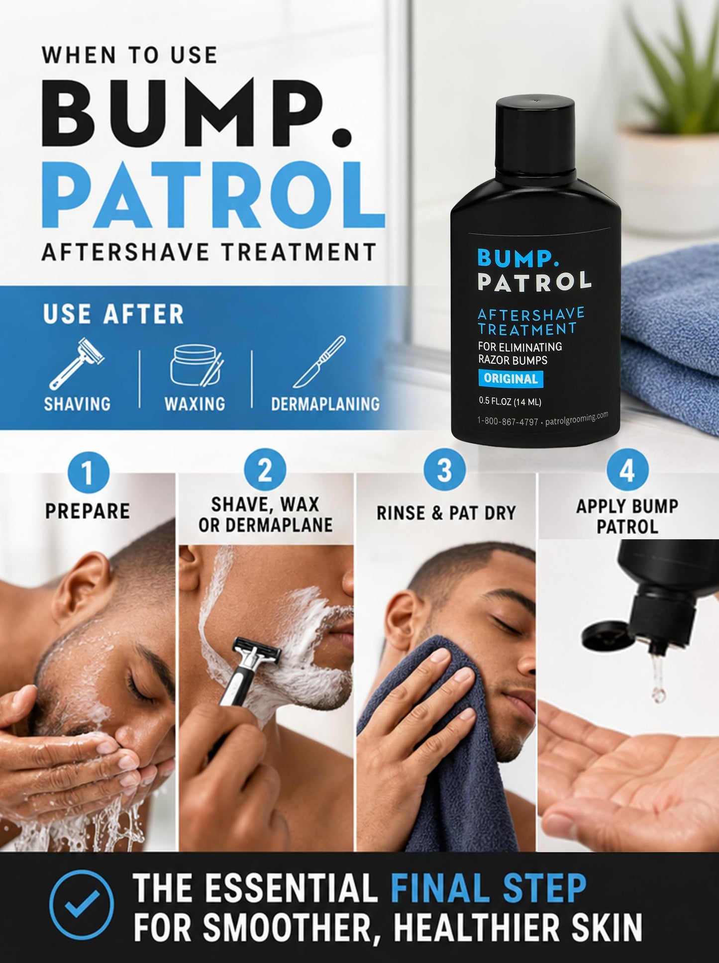 Bump Patrol Original Formula Aftershave Treatment Serum - Razor Bump Stopper and Ingrown Hair Treatment for Men and Women with Salicylic Acid Beauty and Personal Care Bump Patrol