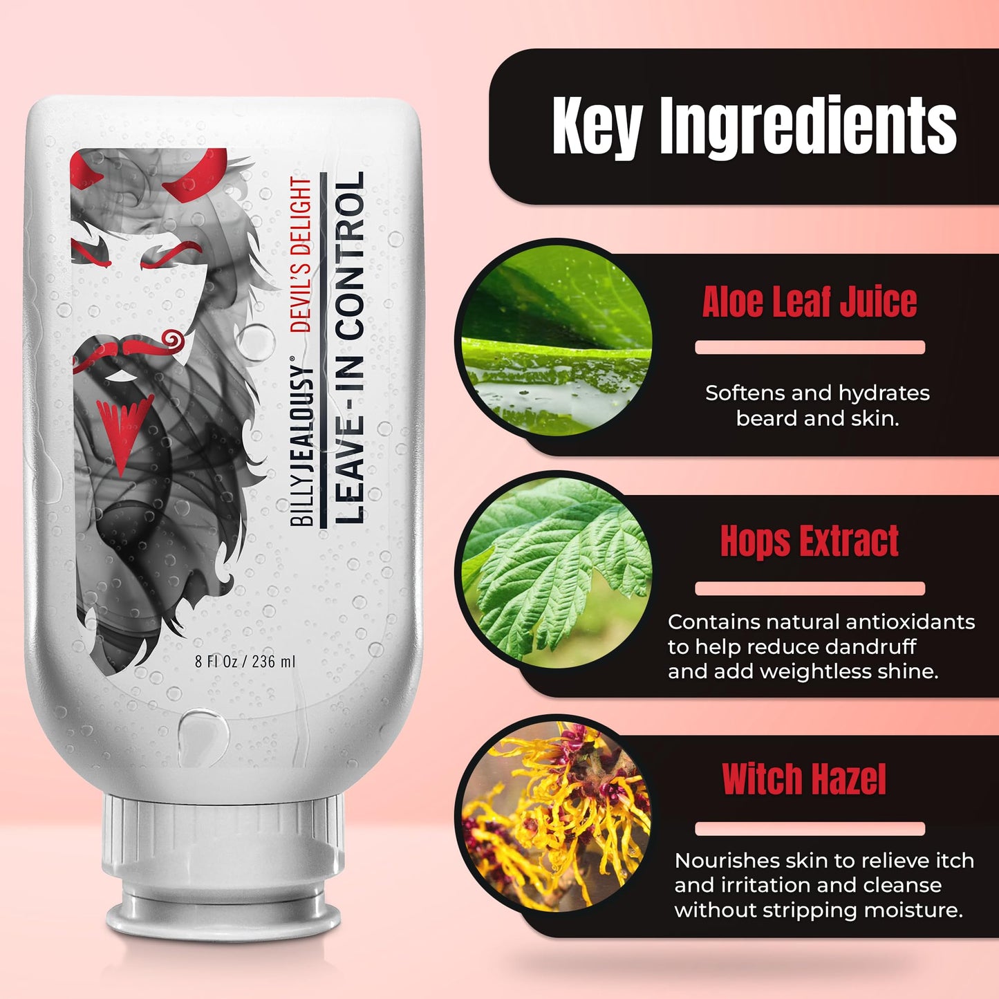 Billy Jealousy Devils Delight Beard Control Leave in Beard Conditioner for Men with Aloe Leaf Juice, Hops Extract & Witch Hazel, Softens Hair Beauty & Personal Care Billy Jealousy
