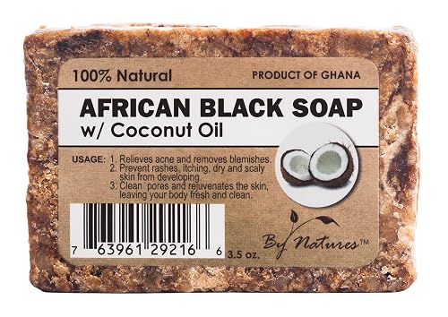 By Natures 100% Natural African Black Soap With Coconut Oil 3.5 Oz (Pack of 1) Beauty & Personal Care By Natures