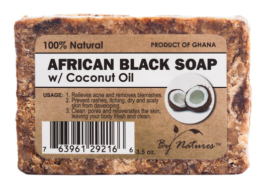 By Natures 100% Natural African Black Soap With Coconut Oil 3.5 Oz (Pack of 1) Beauty & Personal Care By Natures