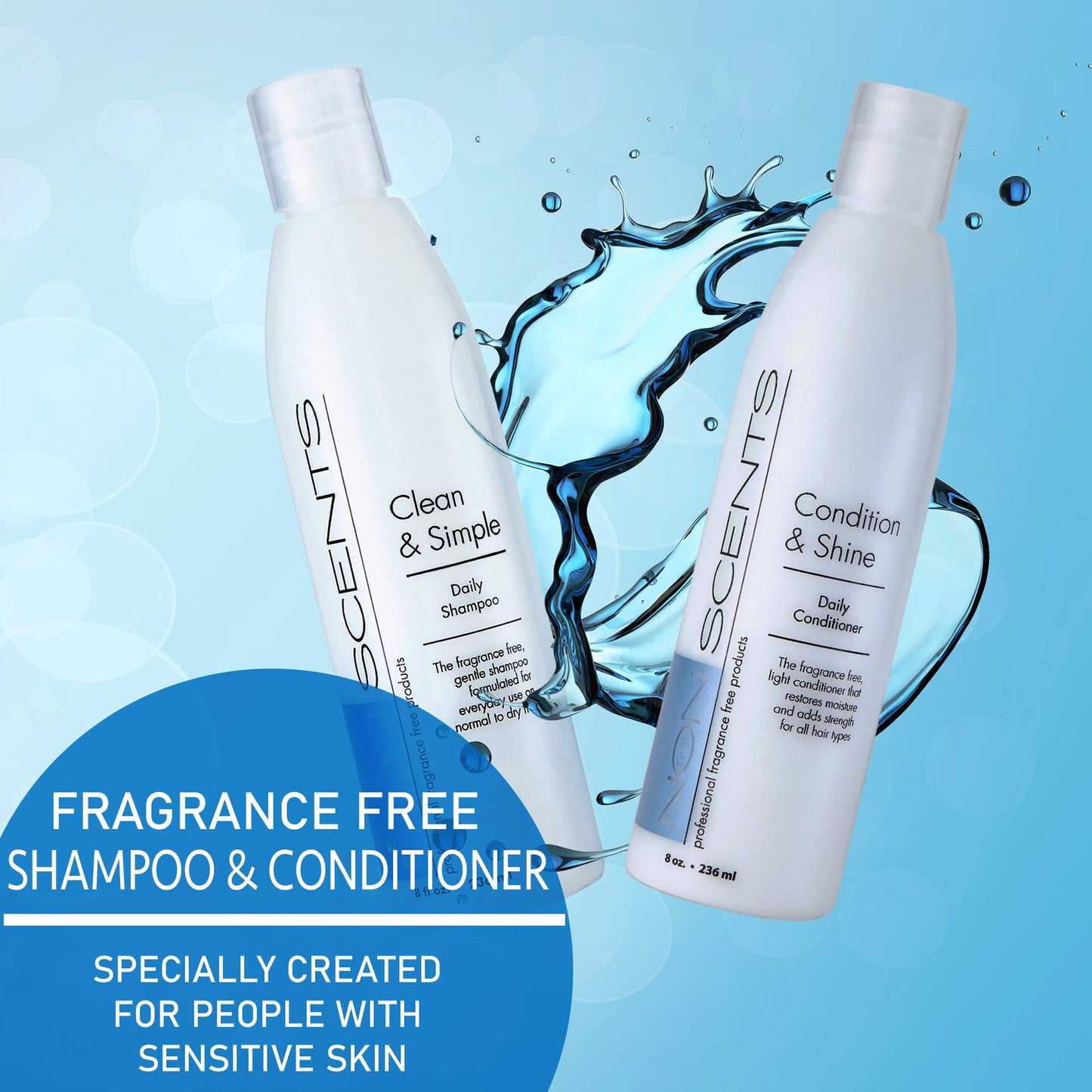 Nonscents - Fragrance Free Shampoo and Conditioner Set - Organic Formula - Hydrating Shampoo for Dry Hair, Moisturizing and Unscented Shampoo Beauty & Personal Care Nonscents Professional Fragrance Free Products