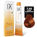 GK HAIR Color Cream 7.44 Intense Copper Blonde - 100% Grey Coverage | Semi, Demi-Permanent Results|8-10 Vol-Semi | 20-30-40 Vol-Permanent Beauty & Personal Care GK HAIR