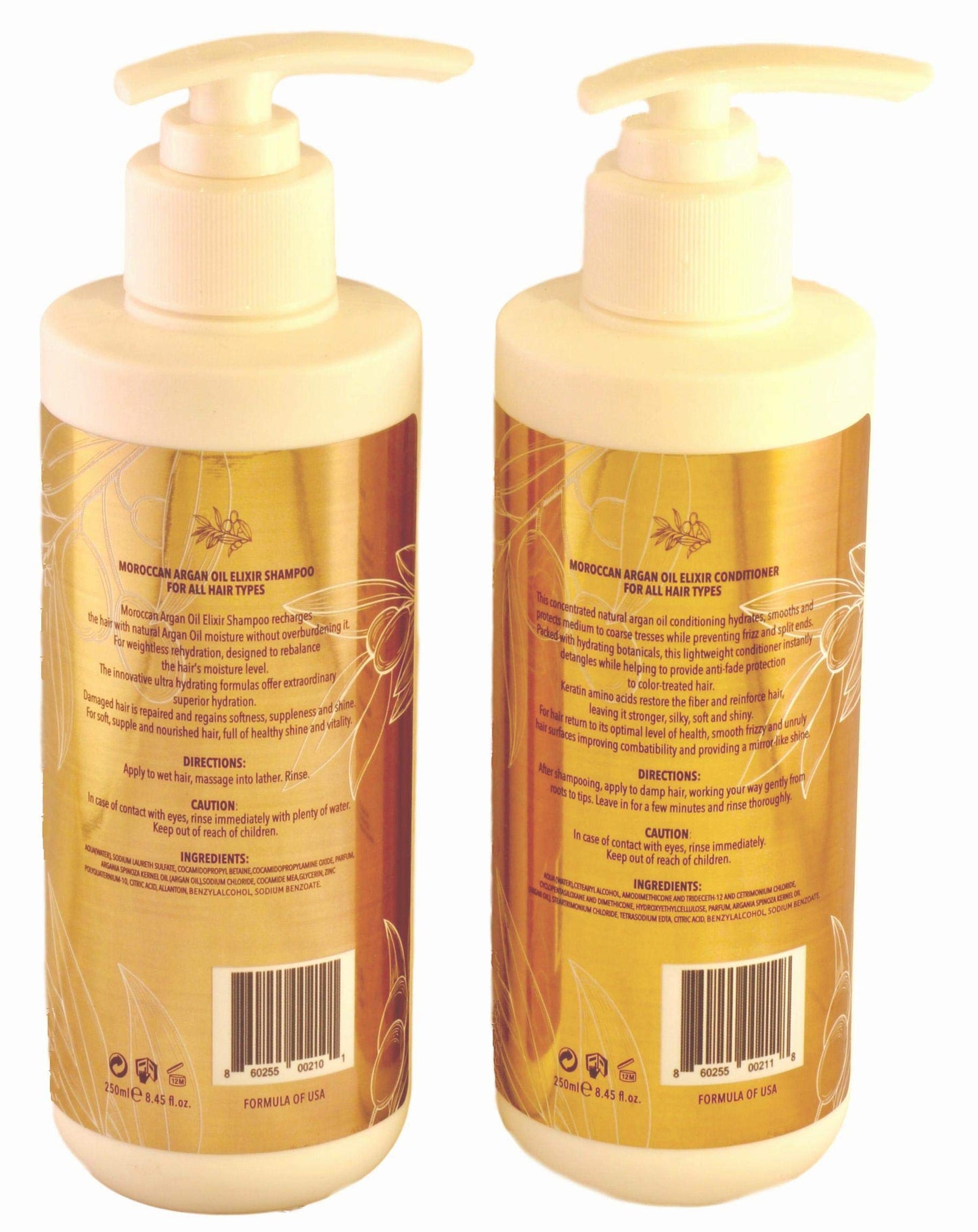 Marisa Carrera Moroccan Argan Oil Elixir Shampoo & Conditioner. Volumizing & Moisturizing, Gentle on Curly & Color Treated Hair, for Men & Women.250 Beauty & Personal Care MC