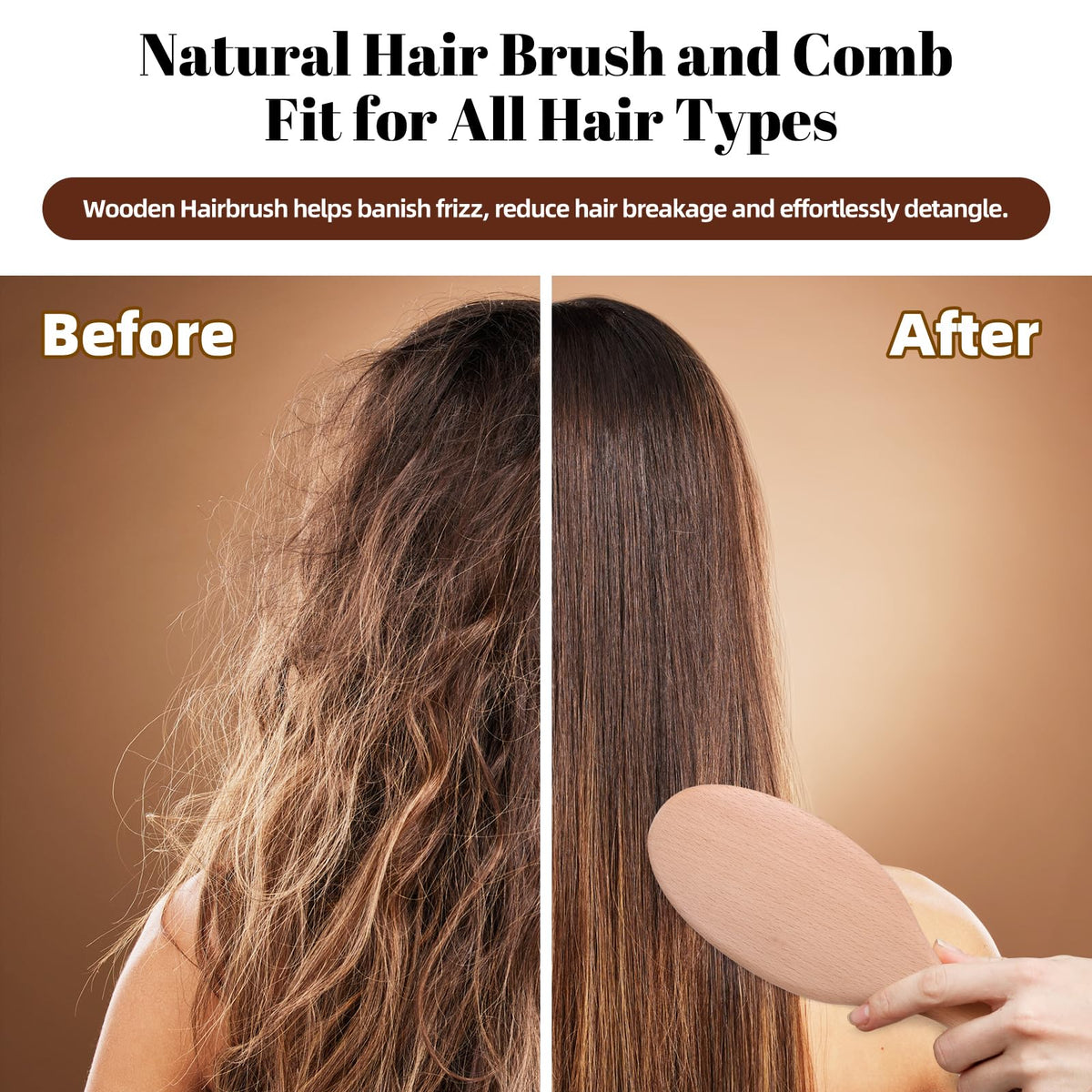 vklw Wooden Hair Brush and Comb, One-piece Design, Reduce Frizz and Static, Massage Scalp, Detangling Paddle Hairbrush for Women, Girls, Kids Beauty & Personal Care vklw