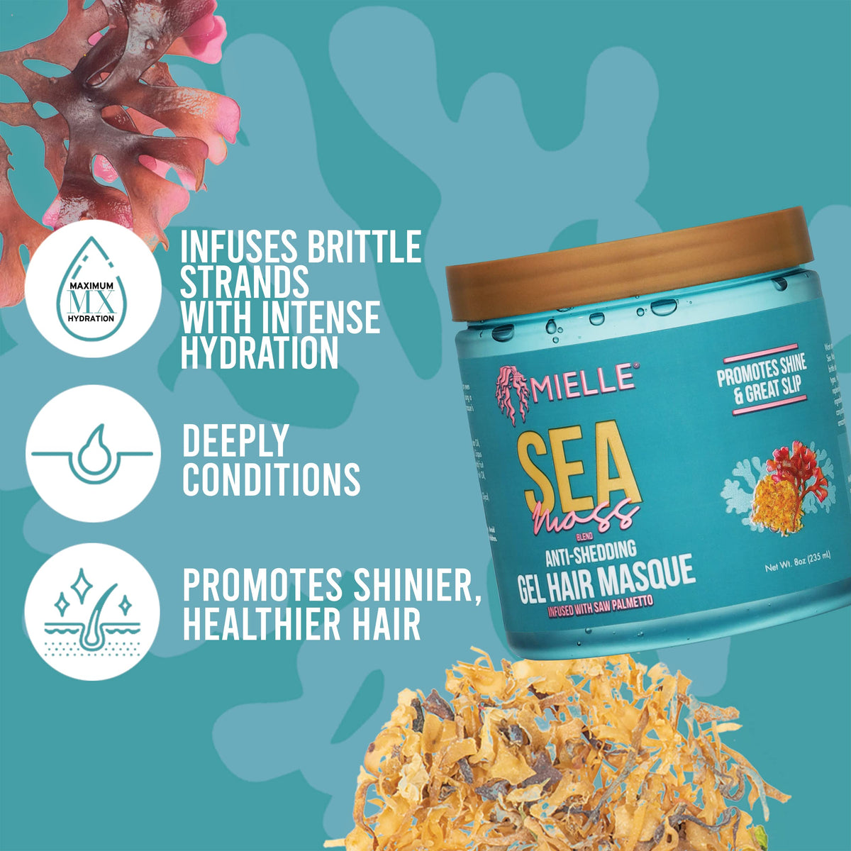Mielle Organics Sea Moss Anti-Shedding Curl Gel Hair Masque Beauty & Personal Care Mielle Organics