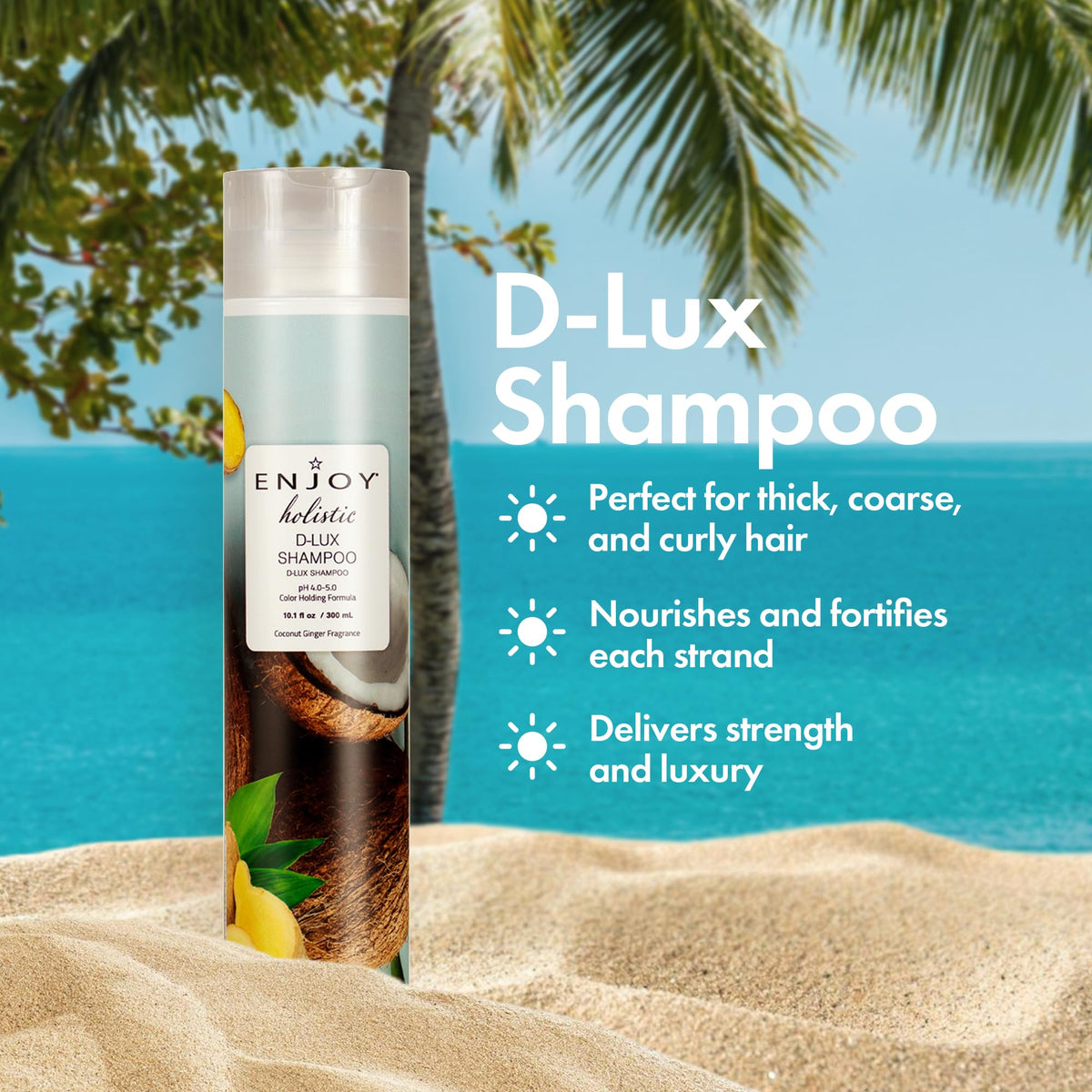 Enjoy Holistic D-Lux Shampoo - Deep Nourishing Treatment for Thick, Coarse & Curly Hair - Ultimate Softness, Shine & Detangling - Sulfate & Paraben