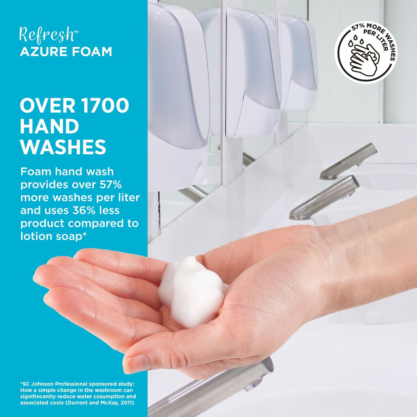 SC Johnson Professional REFRESH AZURE FOAM HAND SOAP 1.2 LITER TOUCH FREE, 3 PACK Beauty & Personal Care SC Johnson Professional