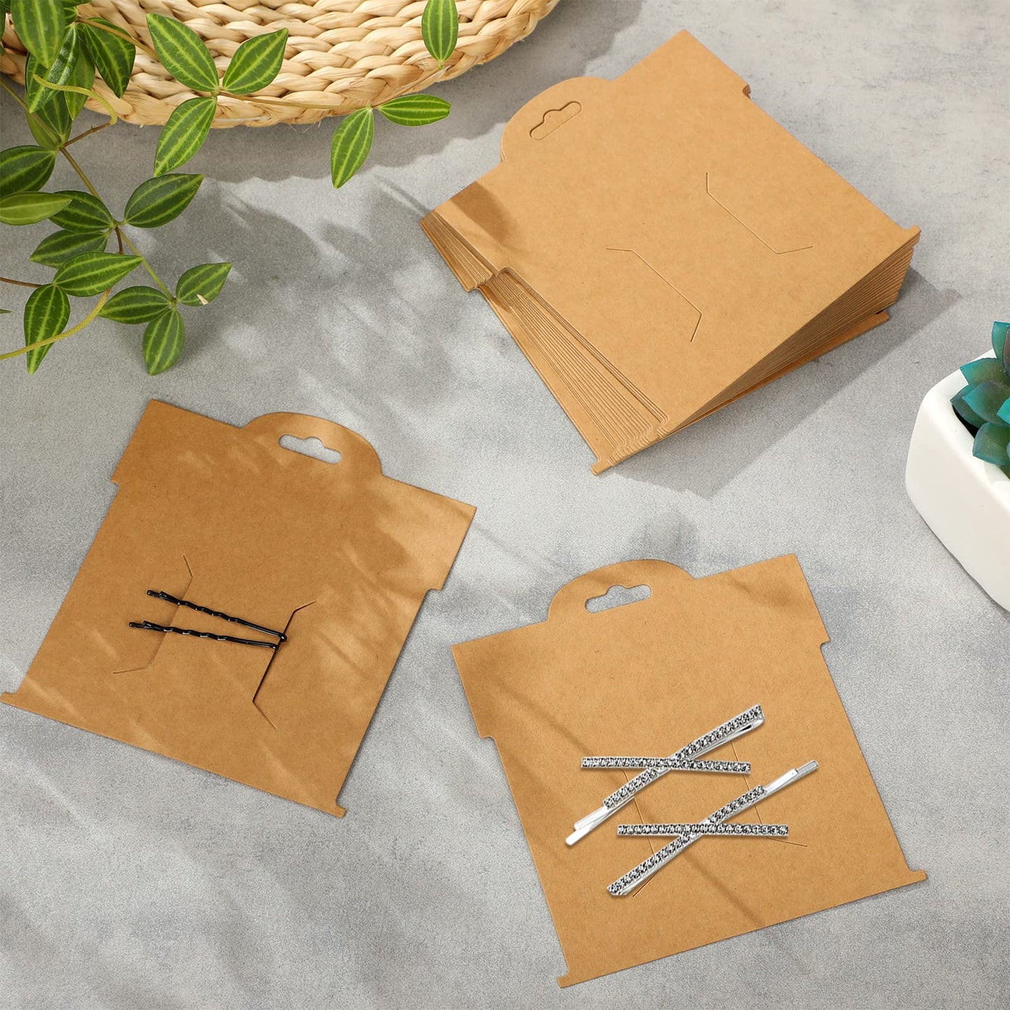 50 Pcs Hair Clip Display Cards 4.75 x 5.25 Inch Kraft Hair Bow Holder Cards Brown Bow Display Rectangular Clip Collecting Cardboard for Barrettes Beauty & Personal Care Geyee