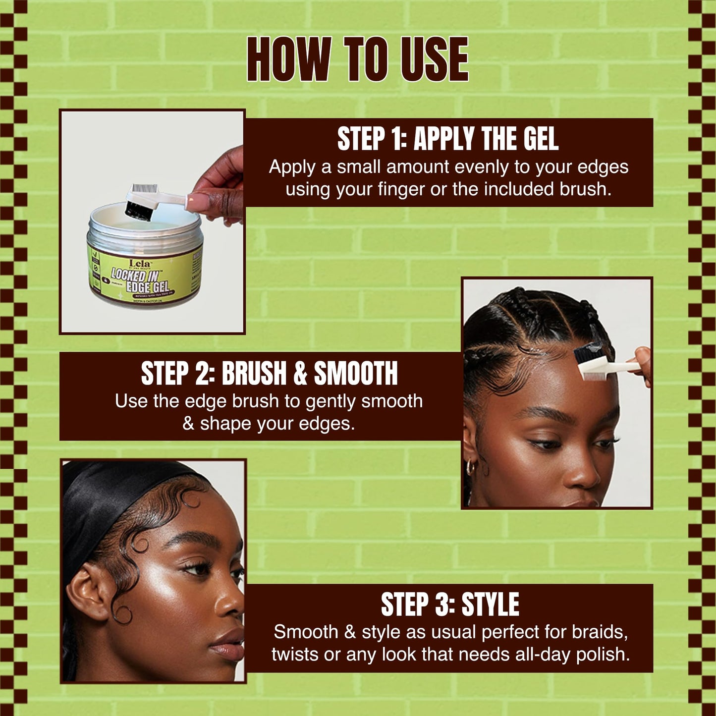 Lela Beauty Locked In™ Edge Gel with Tea Tree, Biotin & Castor Oil - Travel Friendly Styling with Mini Edge Brush - Long Lasting & Non-Flaking Beauty & Personal Care LELA by Ana Beauty
