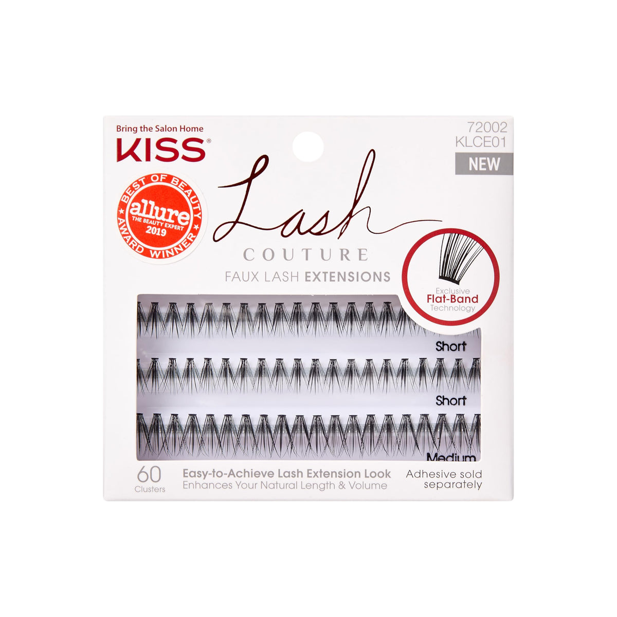 KISS Lash Couture Faux Mink Lash Extensions, Style 'Venus', Exclusive Flat-Band Technology, Short & Medium Length, 60 Individual Lash Clusters, Glue Beauty & Personal Care KISS