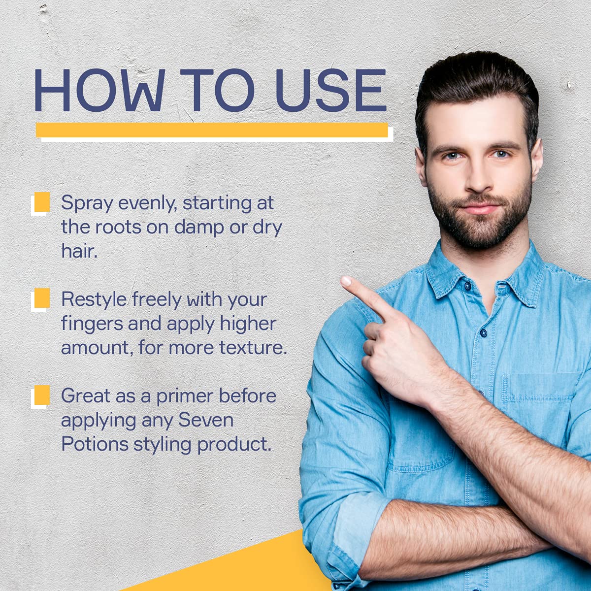 SEVEN POTIONS Salt Spray for Men - Hair Texture Spray with Matte Finish & Grit - Volumizing Pre-Styler for Beach Waves - Water-Based, Quick-Dry Beauty & Personal Care SEVEN POTIONS