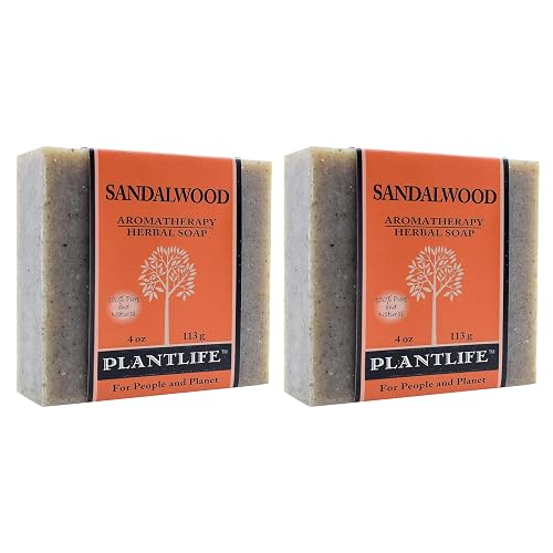 Plantlife Sandalwood Bar Soap Pack of 2 - Moisturizing and Soothing Soap for Your Skin - Hand Crafted Using Plant-Based Ingredients - Made in Beauty & Personal Care Plantlife