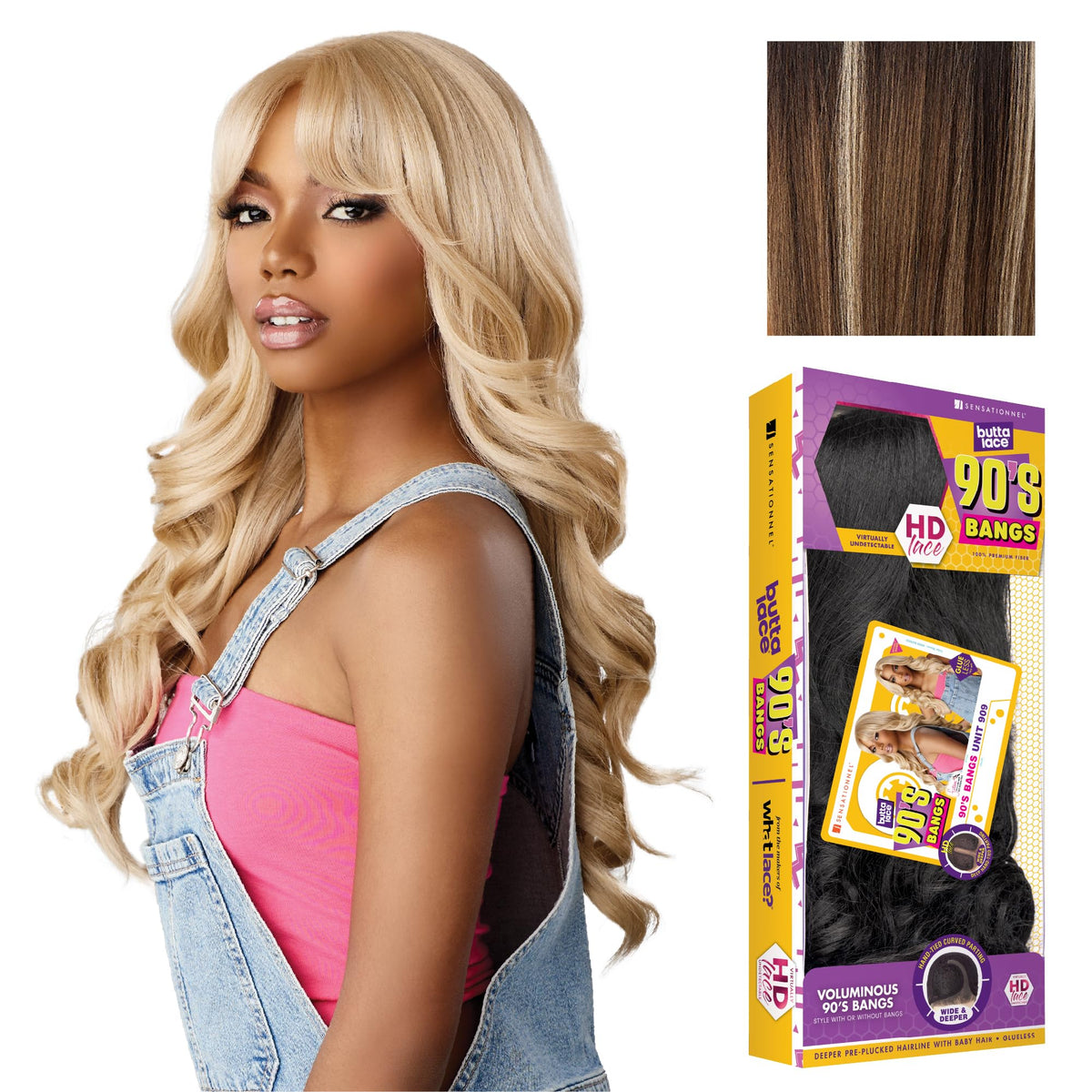 Sensationnel Butta Lace 90s Bangs Wig-Unit 909, BALAYAGEMOCHA
