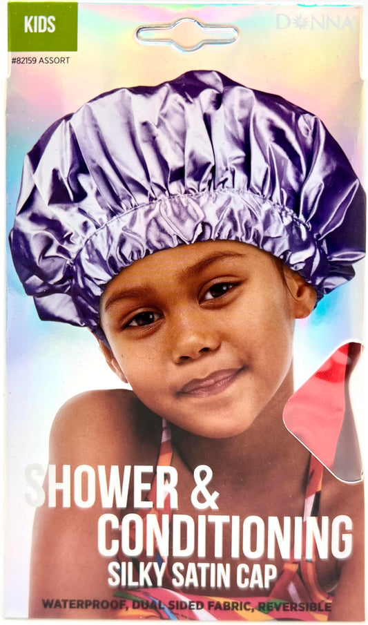 DONNA Shower & Conditioning Silky Satin Cap, Shower for Girl, Satin Bonnet for Women, Waterproof, Reversible, Dual Sided Fabric Rose Color Beauty and Personal Care DONNA