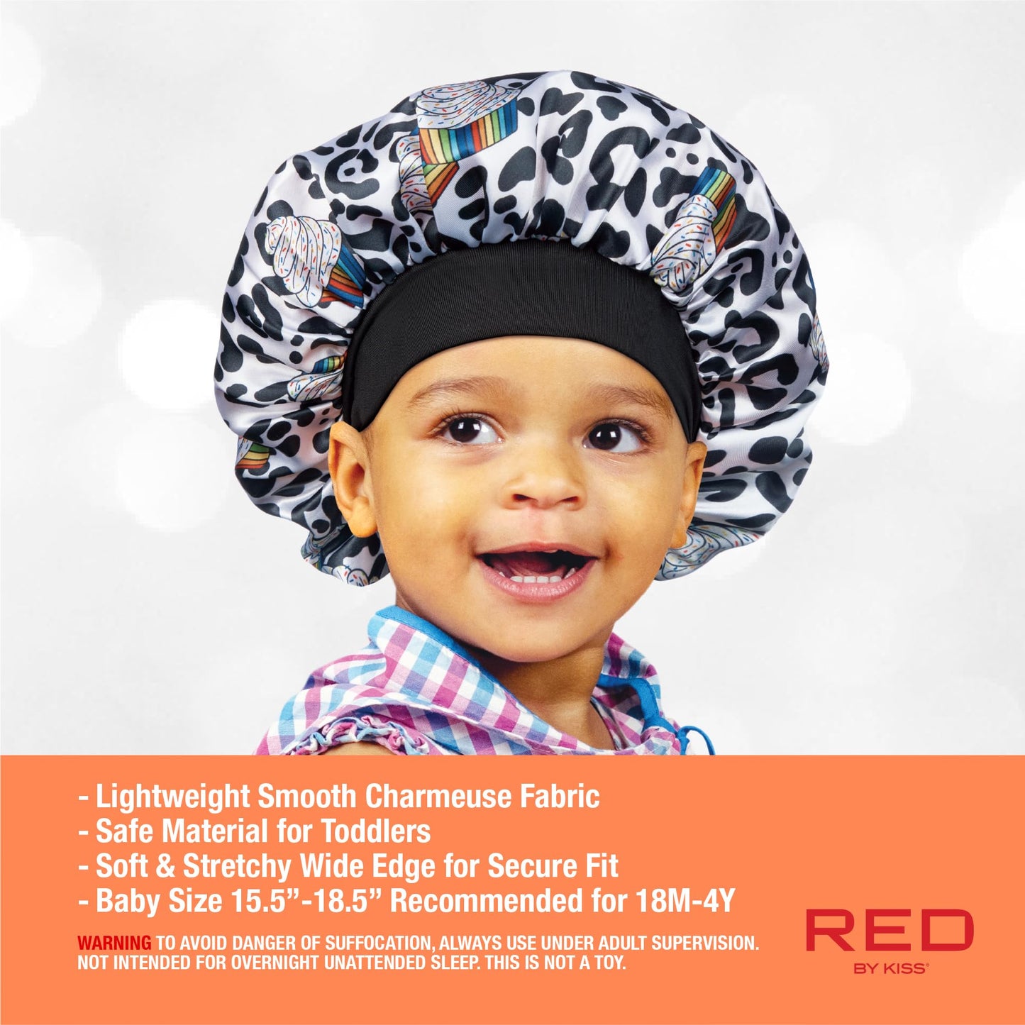 Red by Kiss Toddler Satin Bonnet Sleep Cap for Toddlers, Soft, Stretchy, and Safe, Protects Fragile Hair from Frizz & Breakage, Friction Bald Spots Beauty and Personal Care Red by Kiss