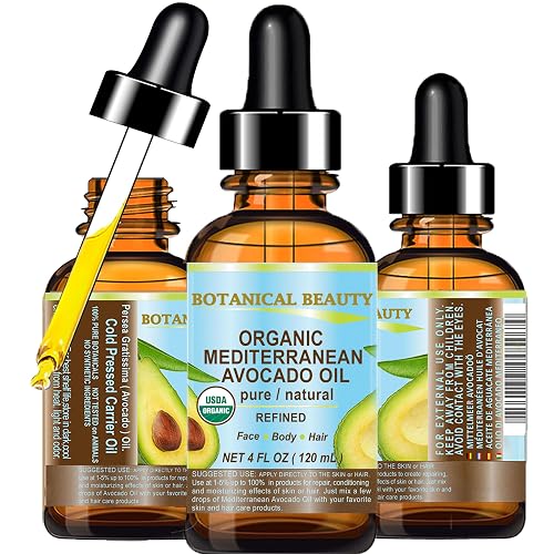 Botanical Beauty Italian ORGANIC AVOCADO OIL 100% Pure Natural Refined Undiluted Cold Pressed for Face, Body, Feet, Hair, Massage and Nail Care. 4 Fl Beauty & Personal Care Botanical Beauty