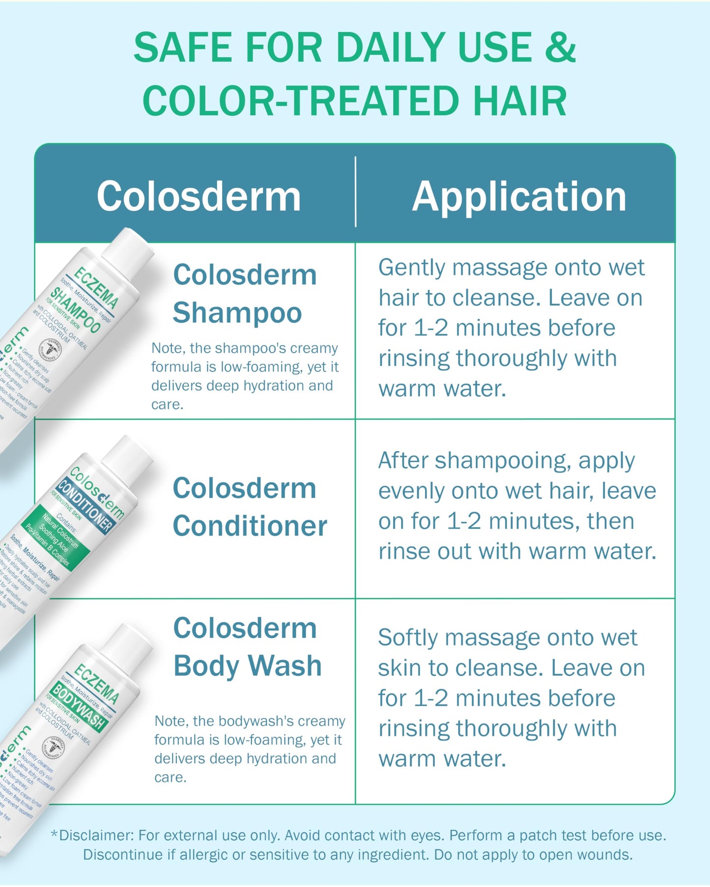 Eczema Cream Shampoo and Conditioner Scalp Treatment for Sensitive Skin for Kids & Adults- Colostrum & Colloidal Oatmeal -Itchy Scalp Anti Dandruff Beauty & Personal Care Colosderm