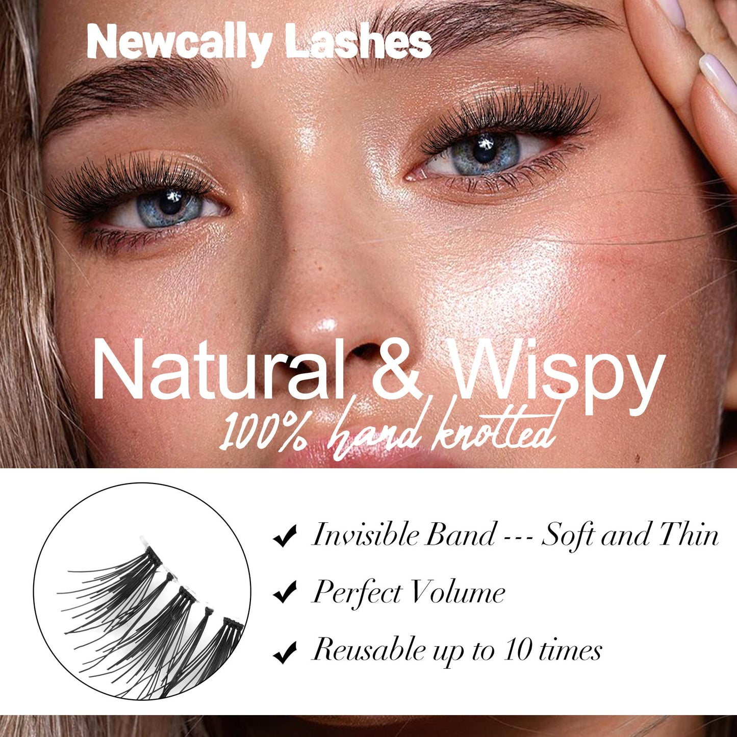 Newcally Lashes Natural Wispy False Eyelashes Cat Eye Lashes Hand-Knotted Soft Light Volume Fake Lashes Multipack Beauty & Personal Care Newcally