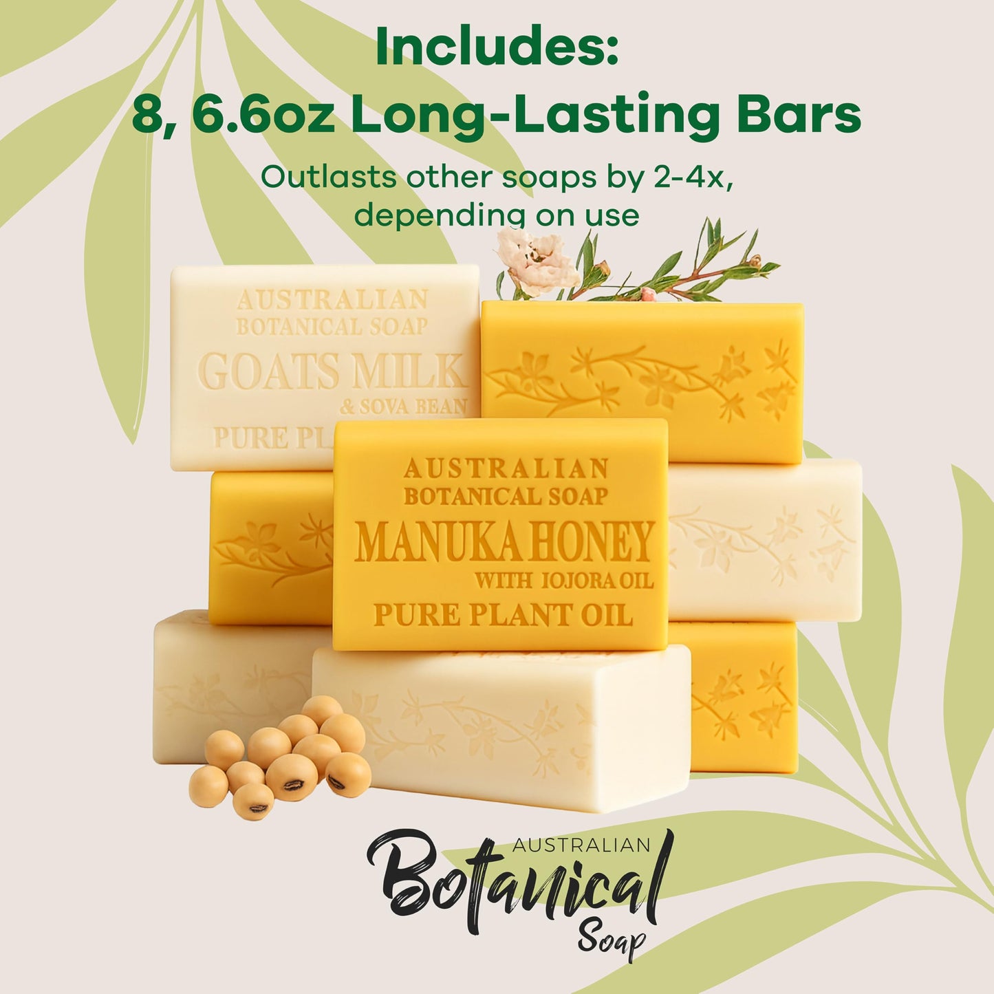 Australian Botanical Goats Milk Soap and Manuka Honey 6.6 OZ, Triple Milled Bars made with a Natural Soap Base and Enriched with Organic Shea Butter Beauty & Personal Care Australian Botanical Soap