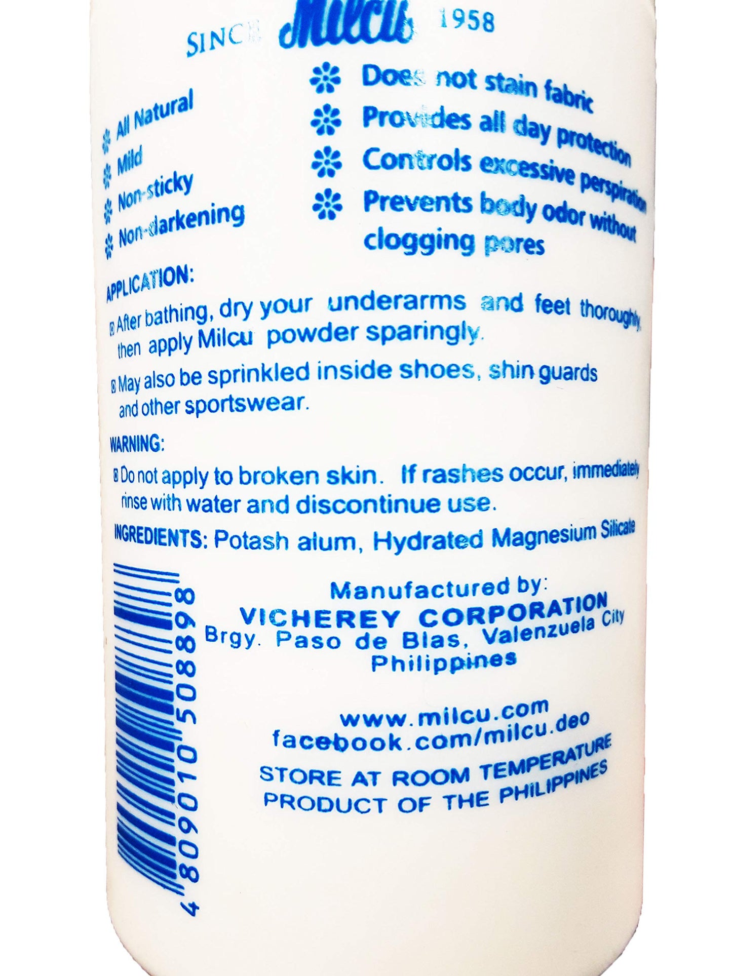 Milcu Underarm & Foot Deodorant Powder 80g per Bottle, 2 Pack Beauty and Personal Care Milcu