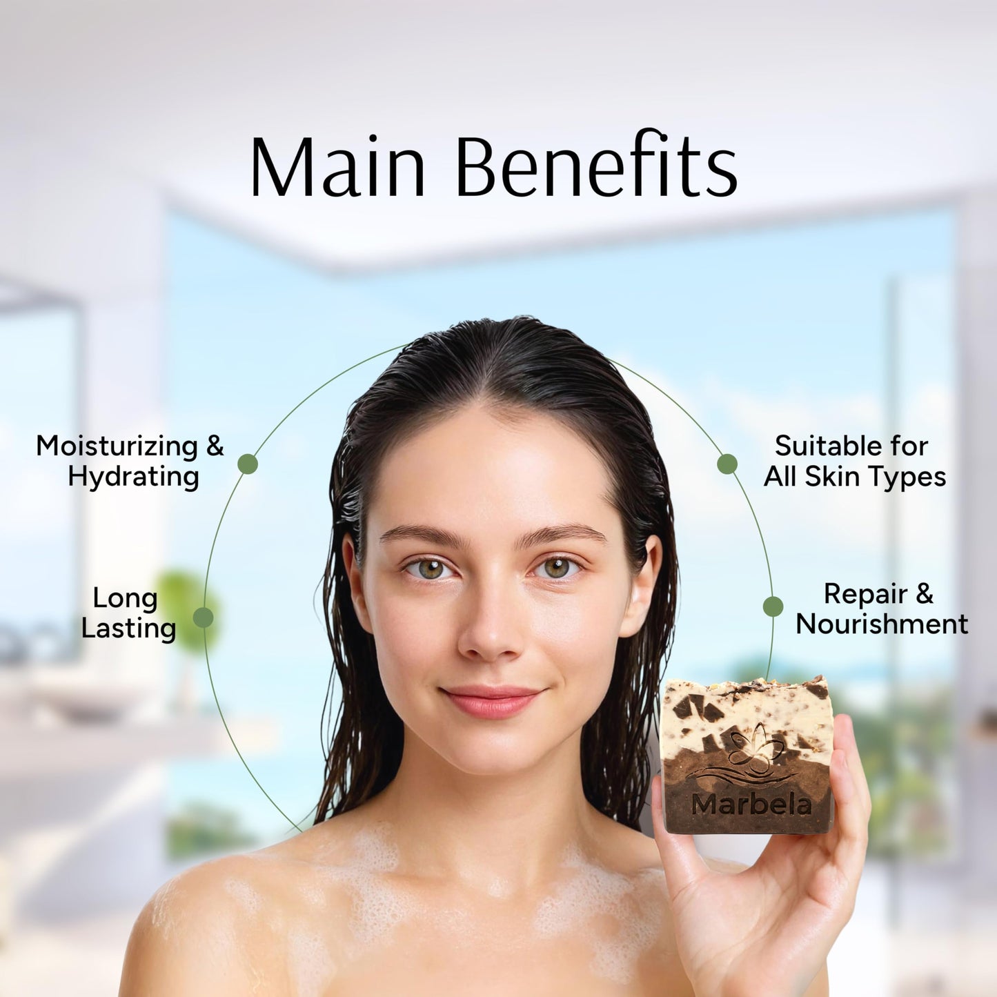 Marbela Cosmetics Chocolate Chunk Handmade Soap Bar - Made in USA, Vegan Friendly, Palm Oil Free, Natural Bar Soap - Gentle Face & Body Soap for Daily Beauty & Personal Care Marbela