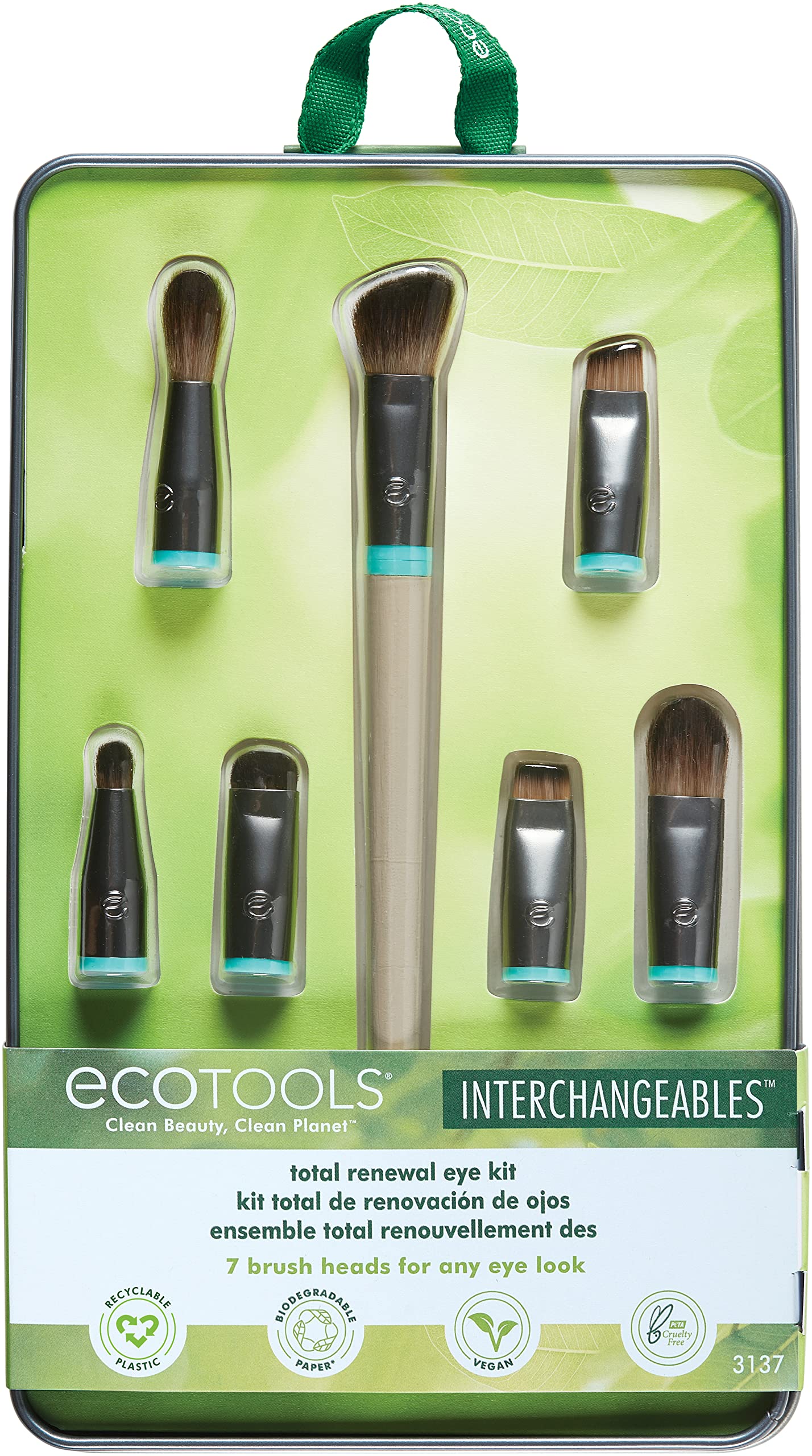 EcoTools Interchangeables Total Renewal Eye Makeup Brush Kit, Customizable Makeup Brushes for Eyeshadow, Travel-Friendly Kit, Eco-Friendly Synthetic Beauty & Personal Care EcoTools