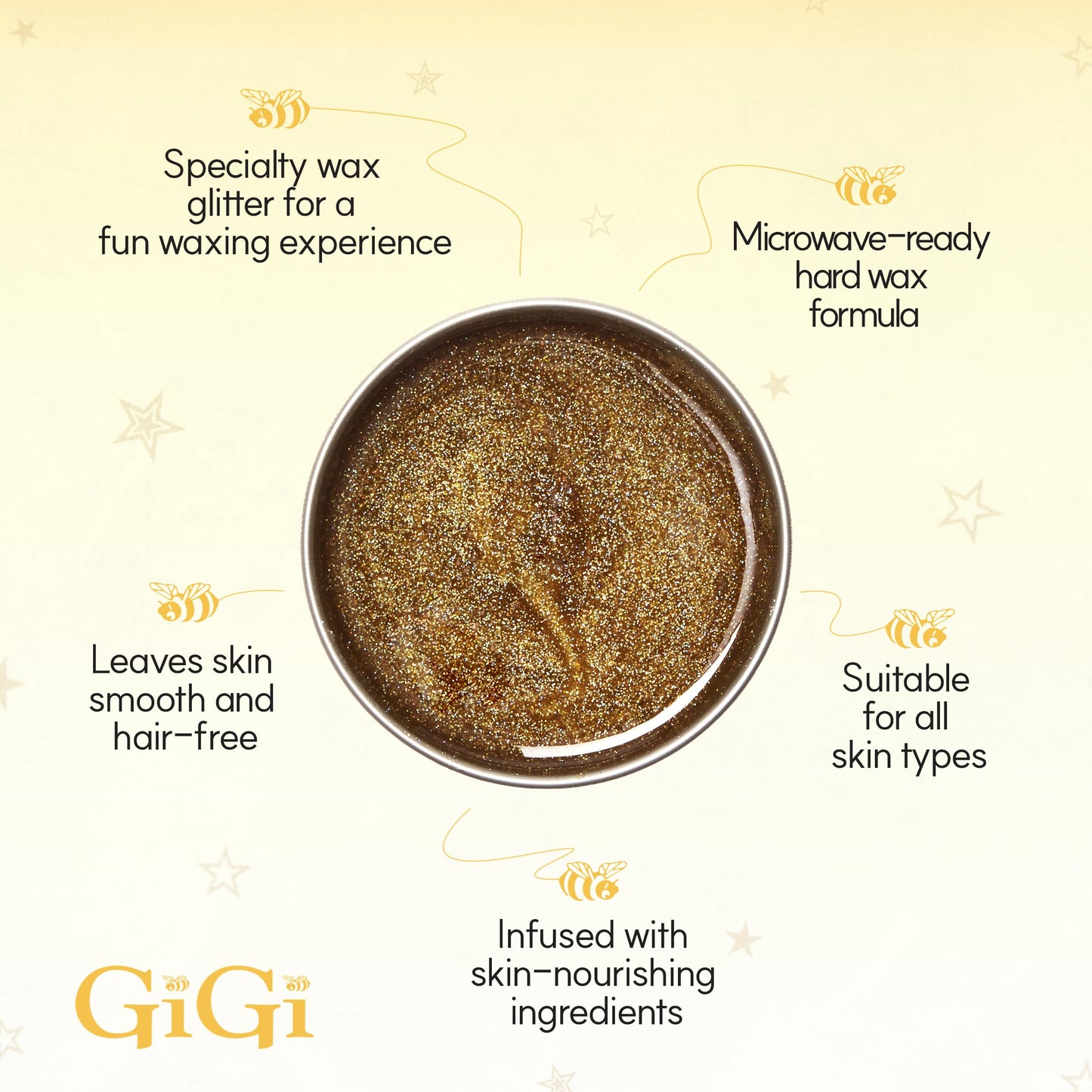 GiGi Microwave Glitter Wax - Stripless Hair Removal Wax for Sensitive Skin, Quick & Easy Microwaveable Wax, 8 oz Beauty and Personal Care GIGI
