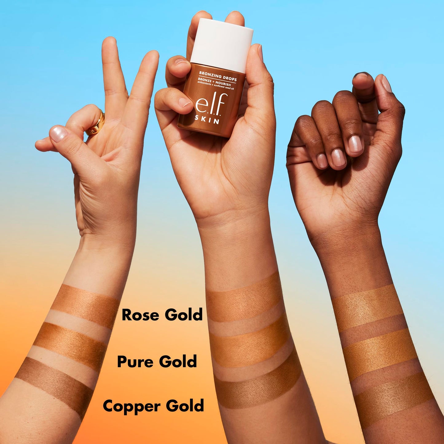 e.l.f. SKIN Bronzing Drops Mini, Liquid Bronzer For Face & Skin, Creates A Sun-Kissed Glow, Infused With Vitamin E, Vegan , Pure Gold Beauty & Personal Care e.l.f.