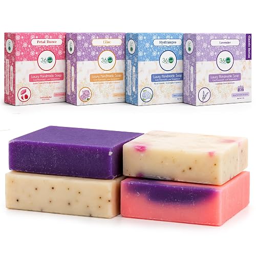 360 Feel - Floral Bar Soap Set - Made in the USA - Castile Handmade All Natural Cold Processed - Infused with Lavender, Lilac , Hydrangea & Petal Beauty & Personal Care 360Feel