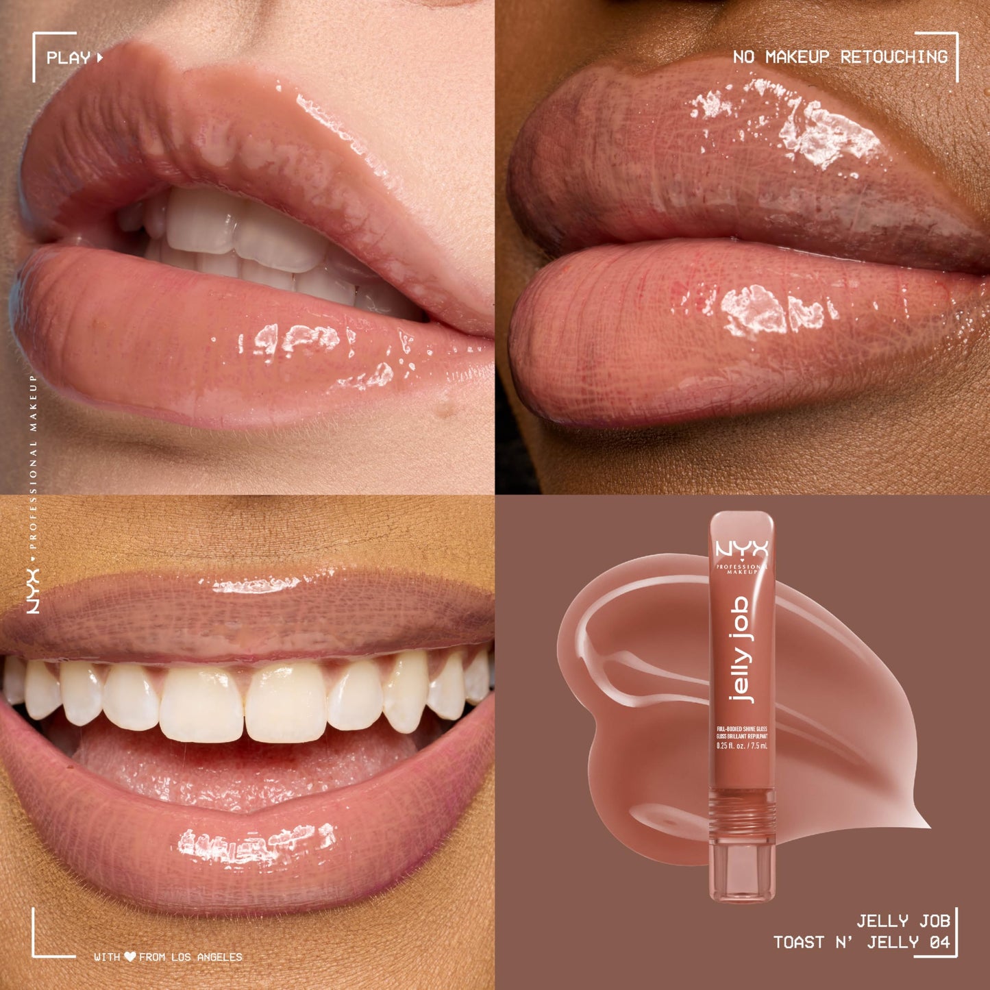 NYX PROFESSIONAL MAKEUP Jelly Job Lip Gloss, Lip Tint Gloss with Full-Bodied, Smoothing, and Hyper-Glossy Shine - Toast N' Jelly (Pale Nude) Beauty & Personal Care NYX PROFESSIONAL MAKEUP
