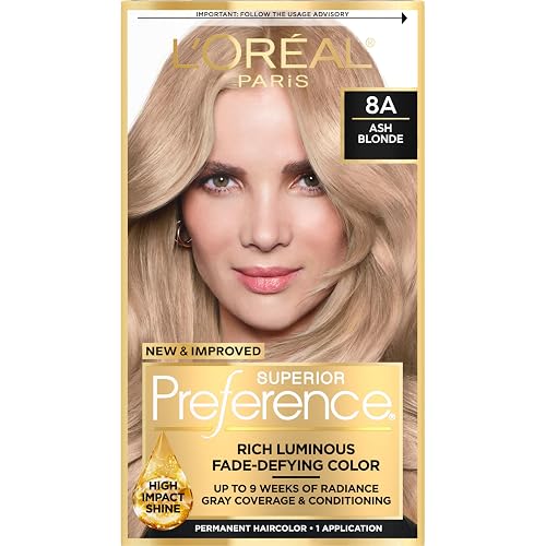 L'Oreal Paris Superior Preference Luminous Fade-Defying Permanent Hair Color, Hair Dye For Up to 9 Weeks of Radiance, Ash Blonde 8A, 1 Hair Dye Kit Beauty & Personal Care L'Oreal Paris
