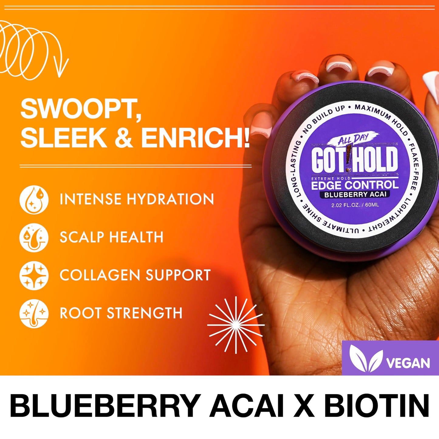ALL DAY GOT HOLD Extreme hold Blueberry Acai Edge Control 2.02 fl.oz/60ml Beauty & Personal Care ALL DAY GOT HOLD