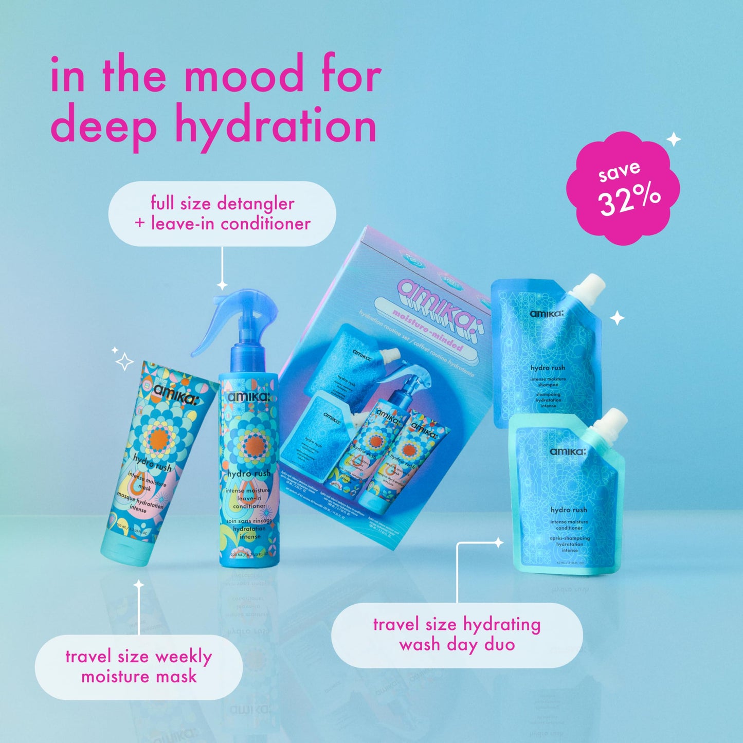amika moisture-minded hydration routine set | gift set for dry hair, TSA travel approved Beauty & Personal Care Amika