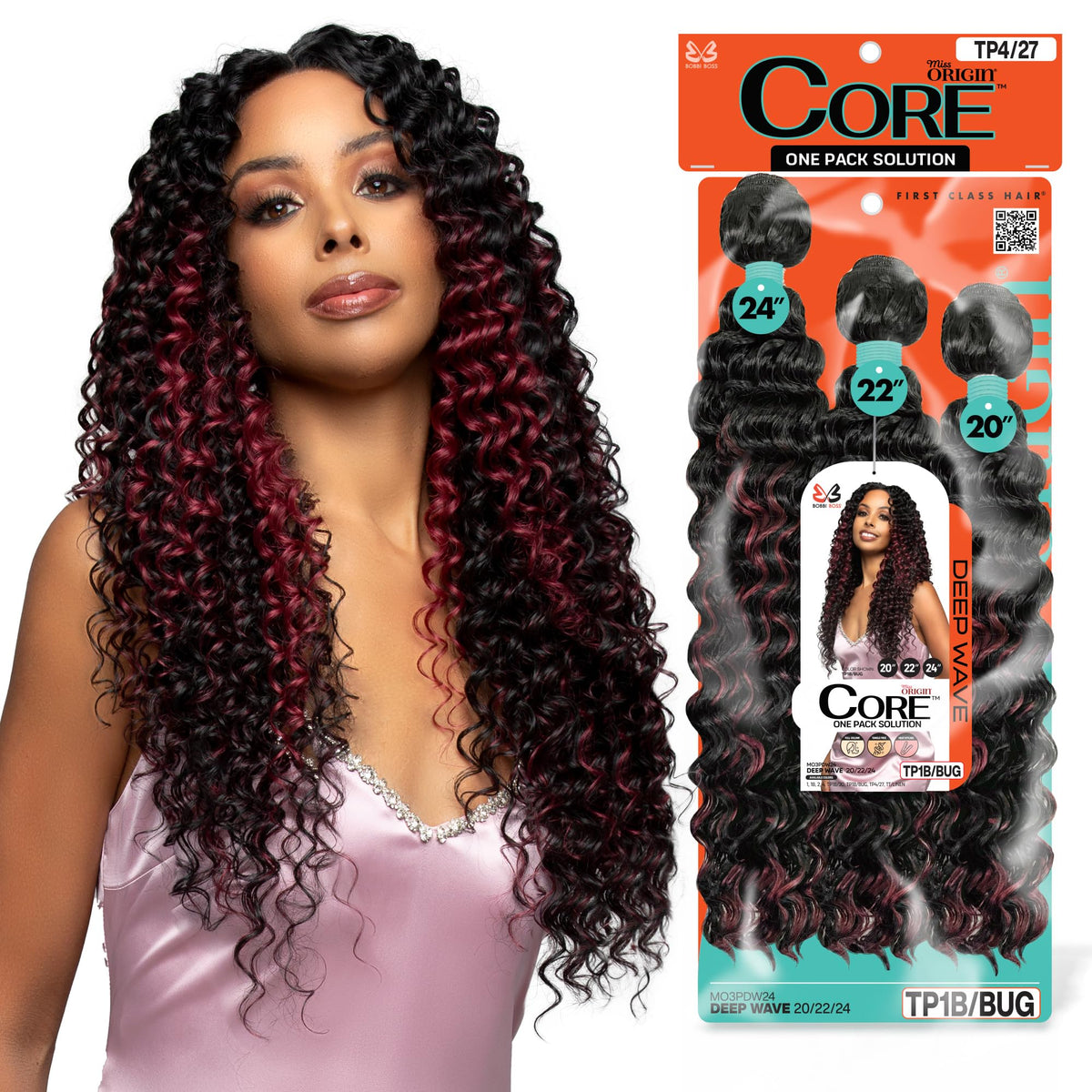 BOBBI BOSS Miss Origin CORE Synthetic Weave Multi Bundle DEEP WAVE (20, 22, 24 inch) (TP1B/BUG)